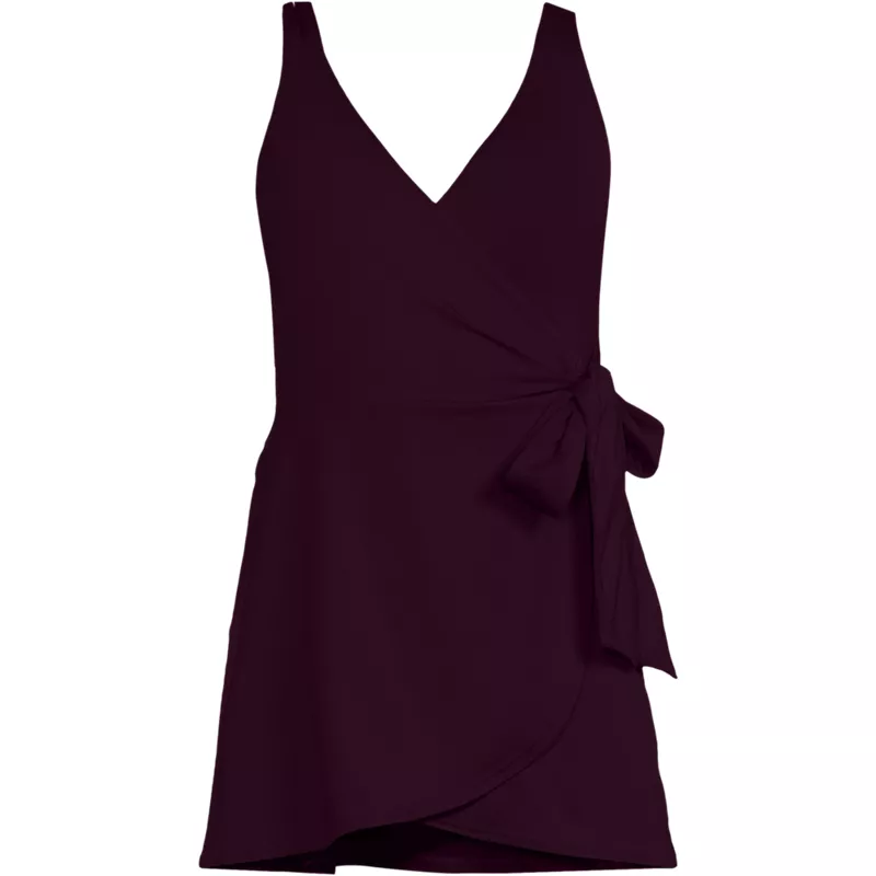 Women's Side Tie Mini Swim Dress Swimsuit, Front