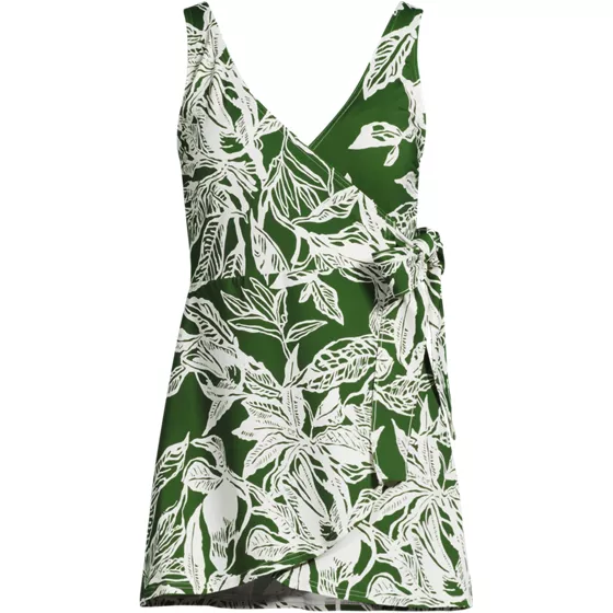 Women's Plus Size Side Tie Mini Swim Dress Swimsuit - primary