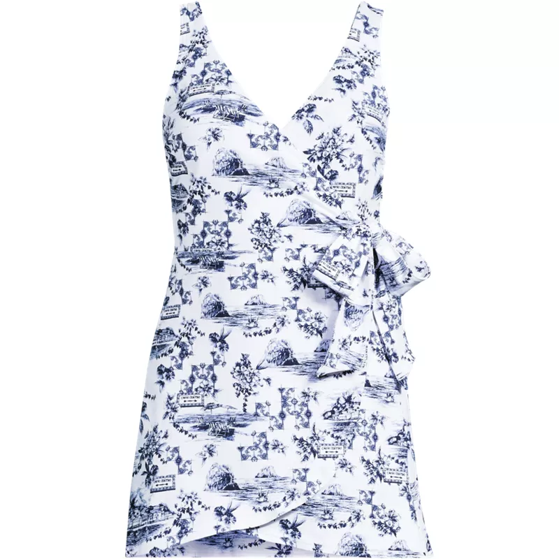 Women's Side Tie Mini Swim Dress Swimsuit, Front