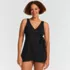 Women's Mastectomy Long Side Tie Mini Swim Dress Swimsuit, Front