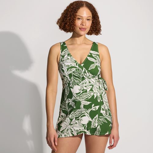 Women's Side Tie Mini Swim Dress Swimsuit, Front