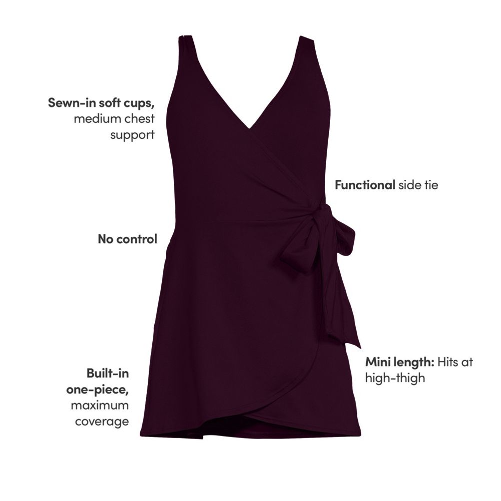 lands end side tie mini swim dress Lands' End Women's Side Tie Mini Swim Dress Swimsuit - 6