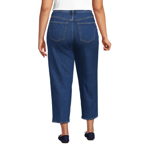  Lands' End Relaxte Soft Denim Straight Fit 7/8-jeans, Damen, Größe:56 Plus, Blau, Elasthan/baumwoll-mischung, By Lands' End 