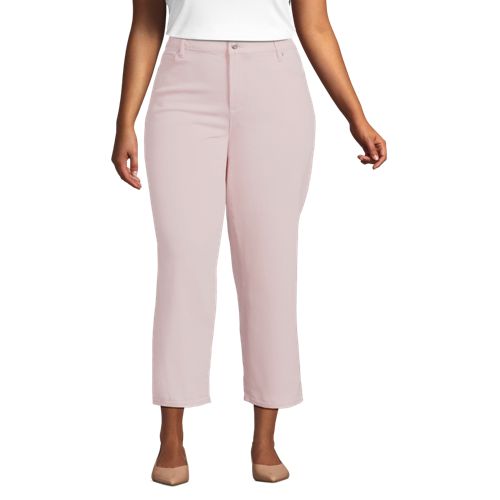  Lands' End Relaxte Soft Denim Straight Fit 7/8-jeans, Damen, Größe:48 Plus, Pink, Elasthan/baumwoll-mischung, By Lands' End 
