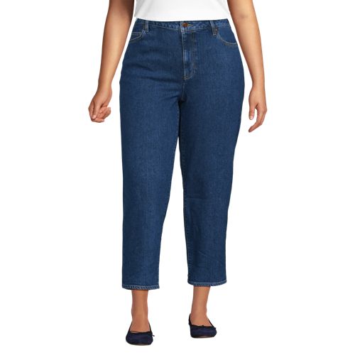  Lands' End Relaxte Soft Denim Straight Fit 7/8-jeans, Damen, Größe:56 Plus, Blau, Elasthan/baumwoll-mischung, By Lands' End 