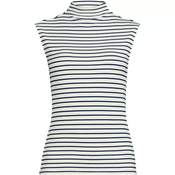 Women's Cap Sleeve Drapey Rib Fitted Funnel Neck Tank - primary
