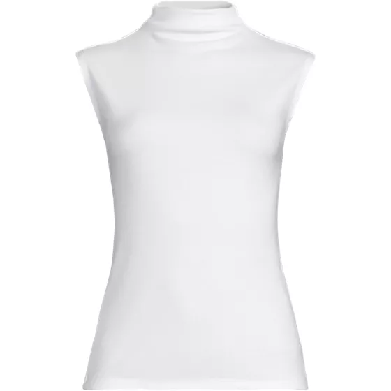 Women's Cap Sleeve Drapey Rib Fitted Funnel Neck Tank - primary