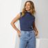 Women's Cap Sleeve Drapey Rib Fitted Funnel Neck Tank, alternative image