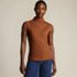 Women's Cap Sleeve Drapey Rib Fitted Funnel Neck Tank, Front