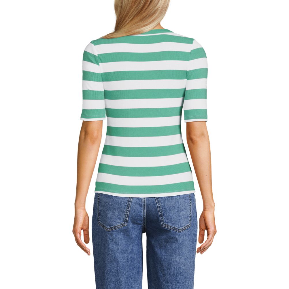 売れ筋商品|||ランズエンド カットソー トップス レディース Women's Drapey Rib Fitted Elbow Sleeve Scoop Neck Tee Gray heather Lands' End Women's Drapey Rib Fitted Elbow Sleeve Scoop Neck