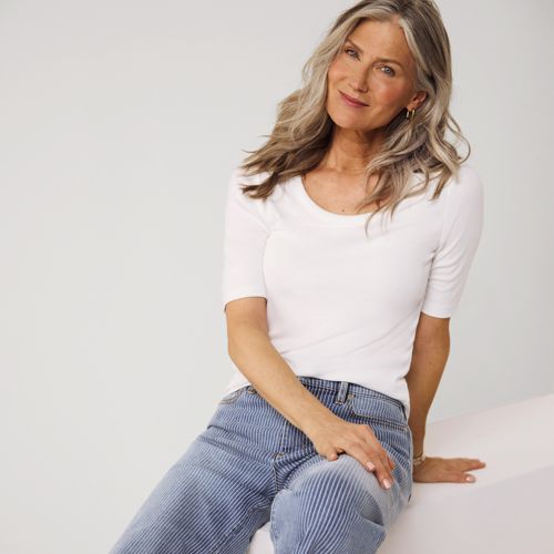 売れ筋商品|||ランズエンド カットソー トップス レディース Women's Drapey Rib Fitted Tank Top White Women's Drapey Rib Fitted Tank Top | Lands' End