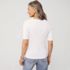 Women's Drapey Rib Fitted Elbow Sleeve Scoop Neck Tee, Back