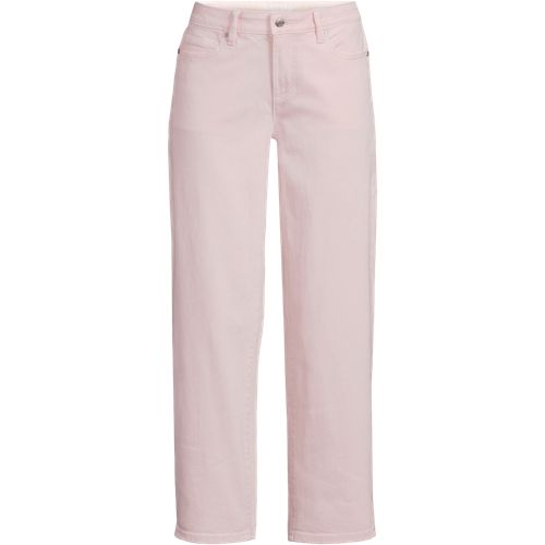Soft Denim Relaxed Straight Leg Cropped Jeans, Women, size: 14-16, regular, Pink, Spandex/Cotton-blend, by Lands' End