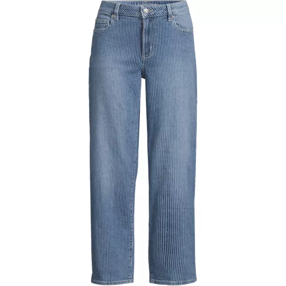 Women's Soft Denim Mid Rise Relaxed Straight Crop Jeans - primary