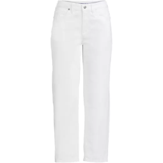 Women's Plus Size Soft Denim Mid Rise Relaxed Straight Crop Jeans - primary
