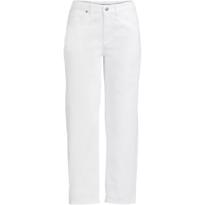 Women's Plus Size Soft Denim Mid Rise Relaxed Straight Crop Jeans, Front