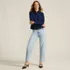 Women's Soft Denim Mid Rise Relaxed Straight Crop Jeans, alternative image