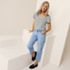 Women's Soft Denim Mid Rise Relaxed Straight Crop Jeans, alternative image