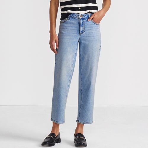  Lands' End Relaxte Soft Denim Straight Fit 7/8-jeans, Damen, Größe:42 Regular, Blau, Elasthan/baumwoll-mischung, By Lands' End 