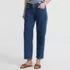 Women's Petite Soft Denim Mid Rise Relaxed Straight Crop Jeans, Front