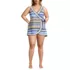 Women's Plus Size Side Tie Mini Swim Dress Swimsuit, Front