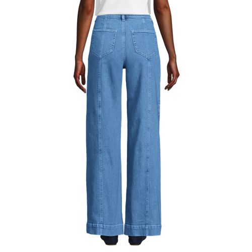 Women's Soft Denim High Rise Wide Leg Utility Jeans, Back