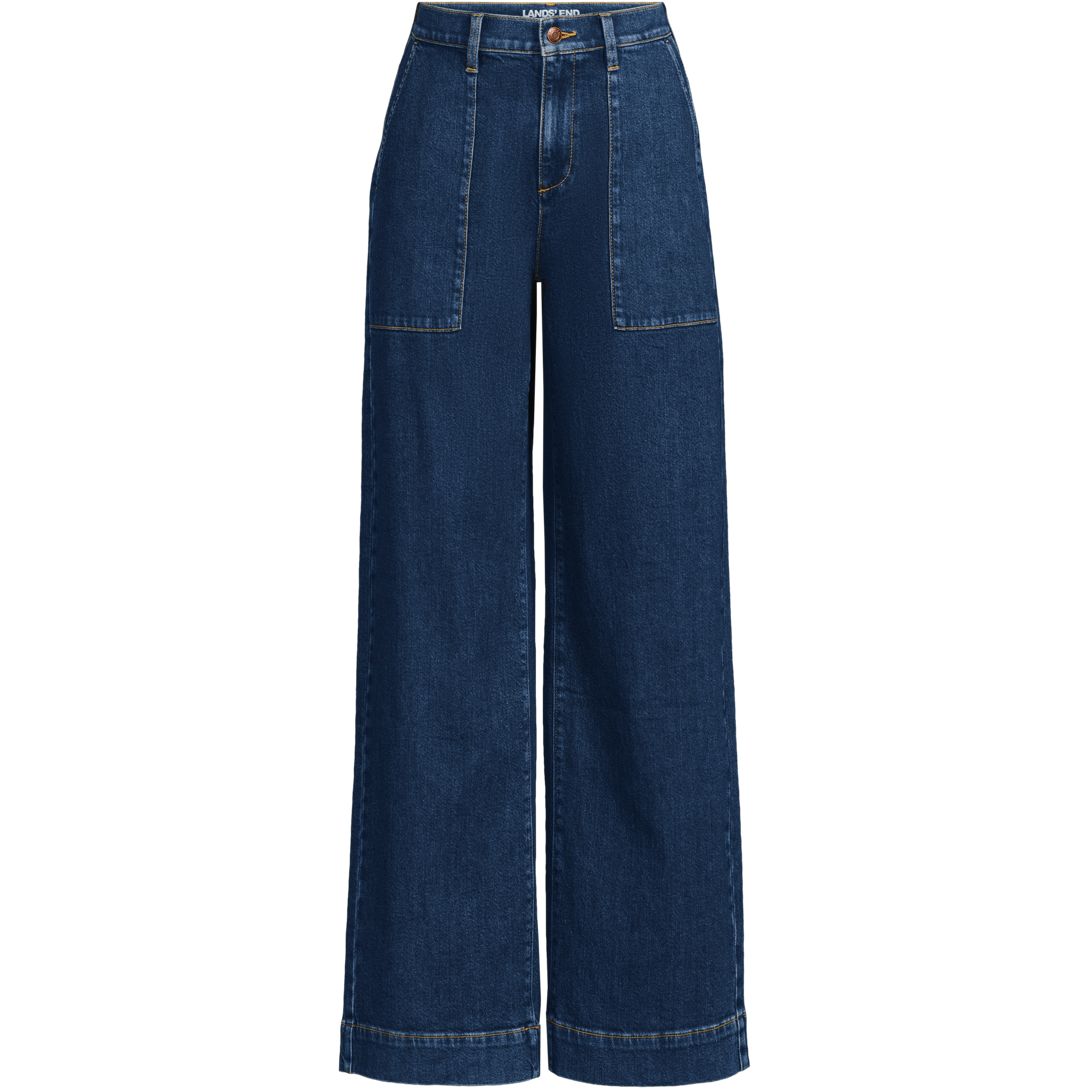 Women's Soft Denim High Rise Wide Leg Utility Jeans