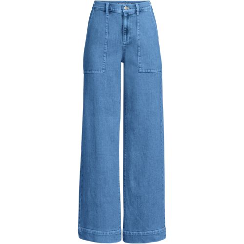 Women's Soft Denim High Rise Wide Leg Utility Jeans, Front