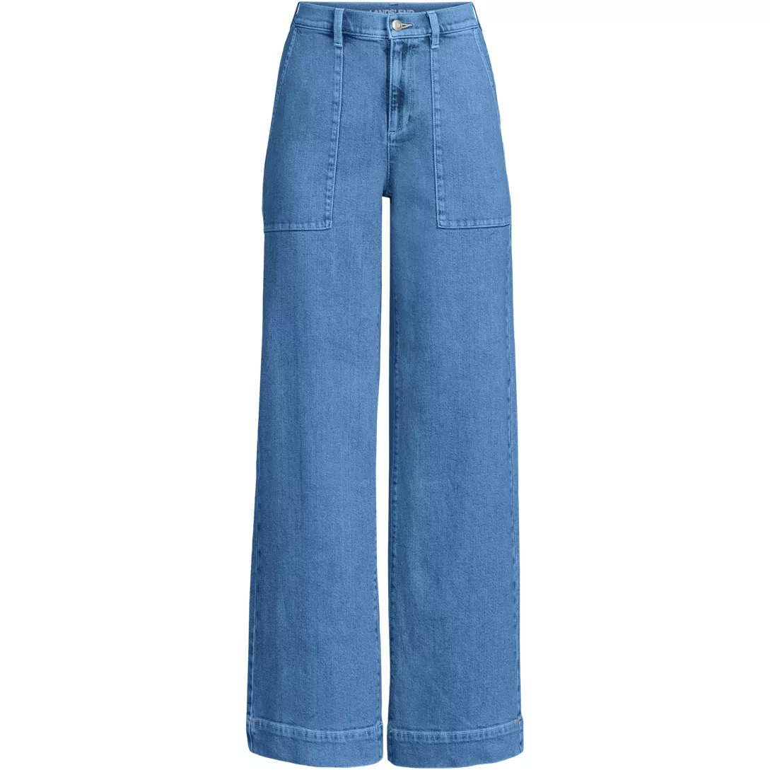 Women's Soft Denim High Rise Wide Leg Utility Jeans