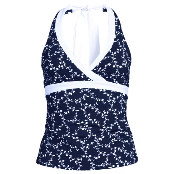 Women's Long Torso V-neck Halter Tankini Top - primary