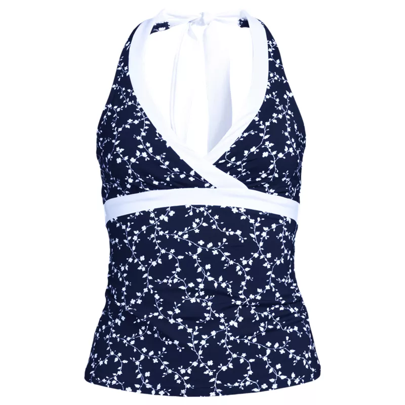 Women's Petite V-neck Halter Tankini Top, Front