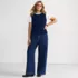 Women's Plus Size Soft Denim High Rise Wide Leg Utility Jeans, alternative image