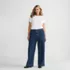 Women's Plus Size Soft Denim High Rise Wide Leg Utility Jeans, Front