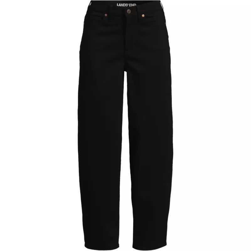 Women's Plus Size Denim High Rise Barrel Leg Ankle Jeans, Front