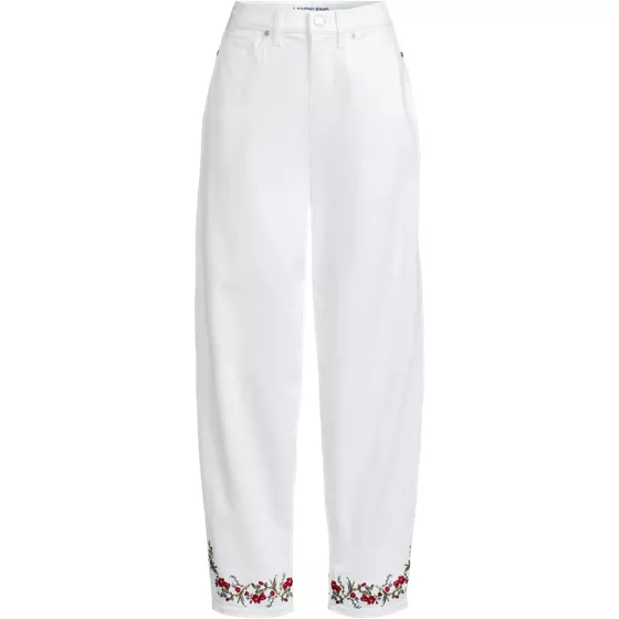 Women's Plus Size Denim High Rise Barrel Leg Ankle Jeans - primary