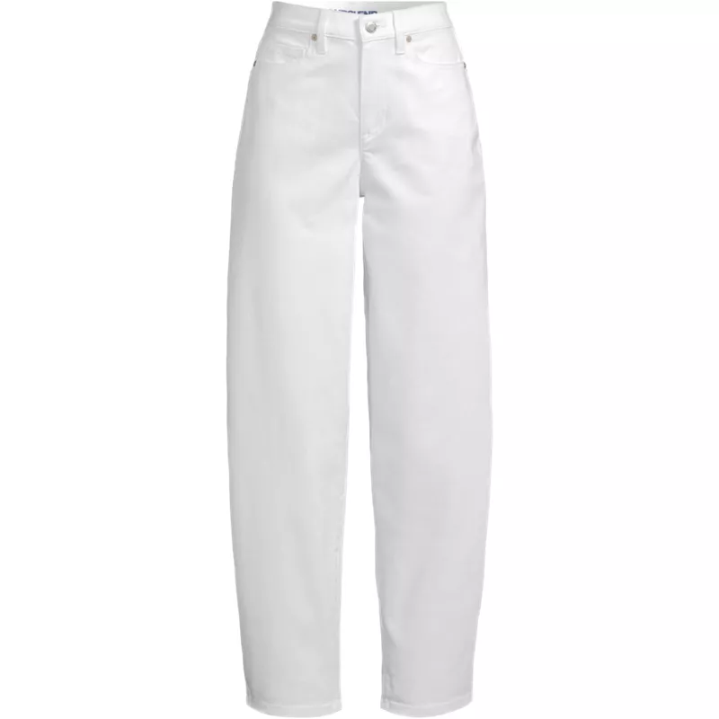 Women's Plus Size Denim High Rise Barrel Leg Ankle Jeans, Front