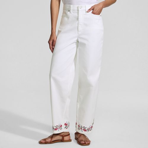 Lands' End Farbige Knöchellange High Waist Barrel-jeans, Damen, Größe:34 Regular, Weiß, Elasthan/baumwoll-mischung/viskose-mischung, By Lands' End 
