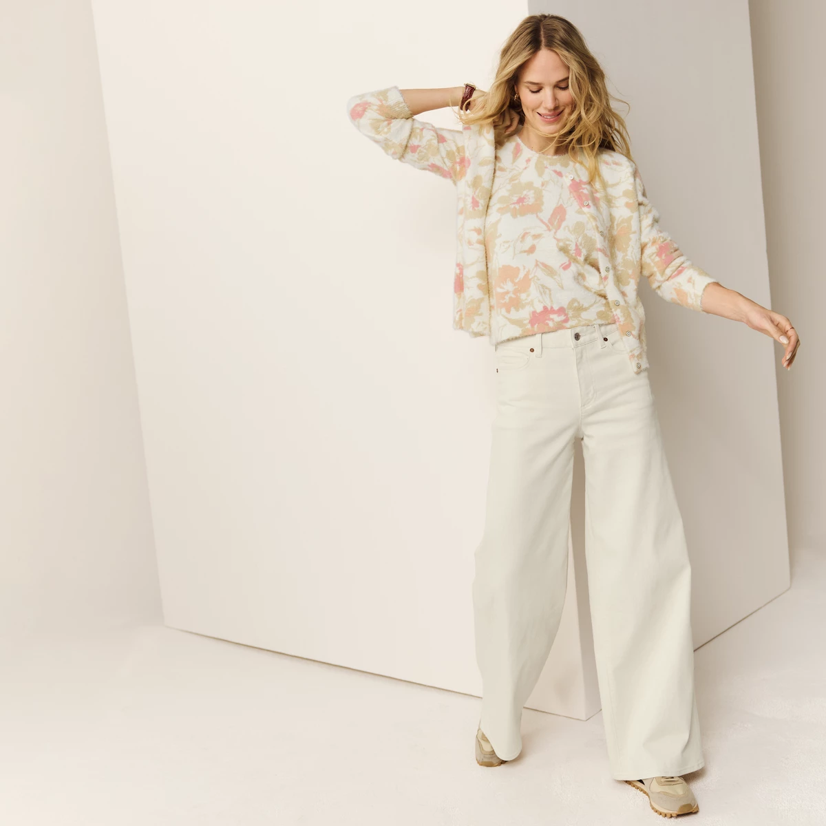 Women's Tall Recover Denim High Rise Extra Wide Leg Jeans — Natural by Lands' End