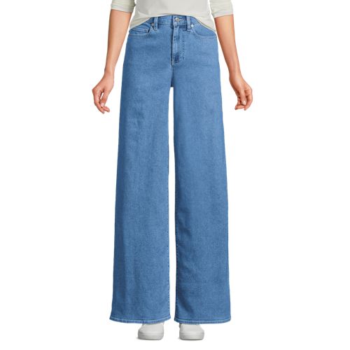  Lands' End Recover Jeans High Waist Mit Extraweitem Bein, Damen, Größe:34 Petite, Blau, Elasthan/baumwoll-mischung/polyester-mischung, By Lands' End 