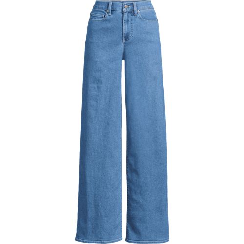  Lands' End Recover Jeans High Waist Mit Extraweitem Bein, Damen, Größe:34 Petite, Blau, Elasthan/baumwoll-mischung/polyester-mischung, By Lands' End 