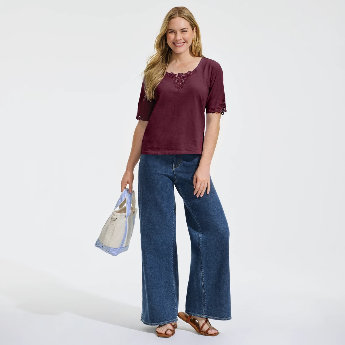 Women's Tall Recover Denim High Rise Extra Wide Leg Jeans — Crawford Wash by Lands' End
