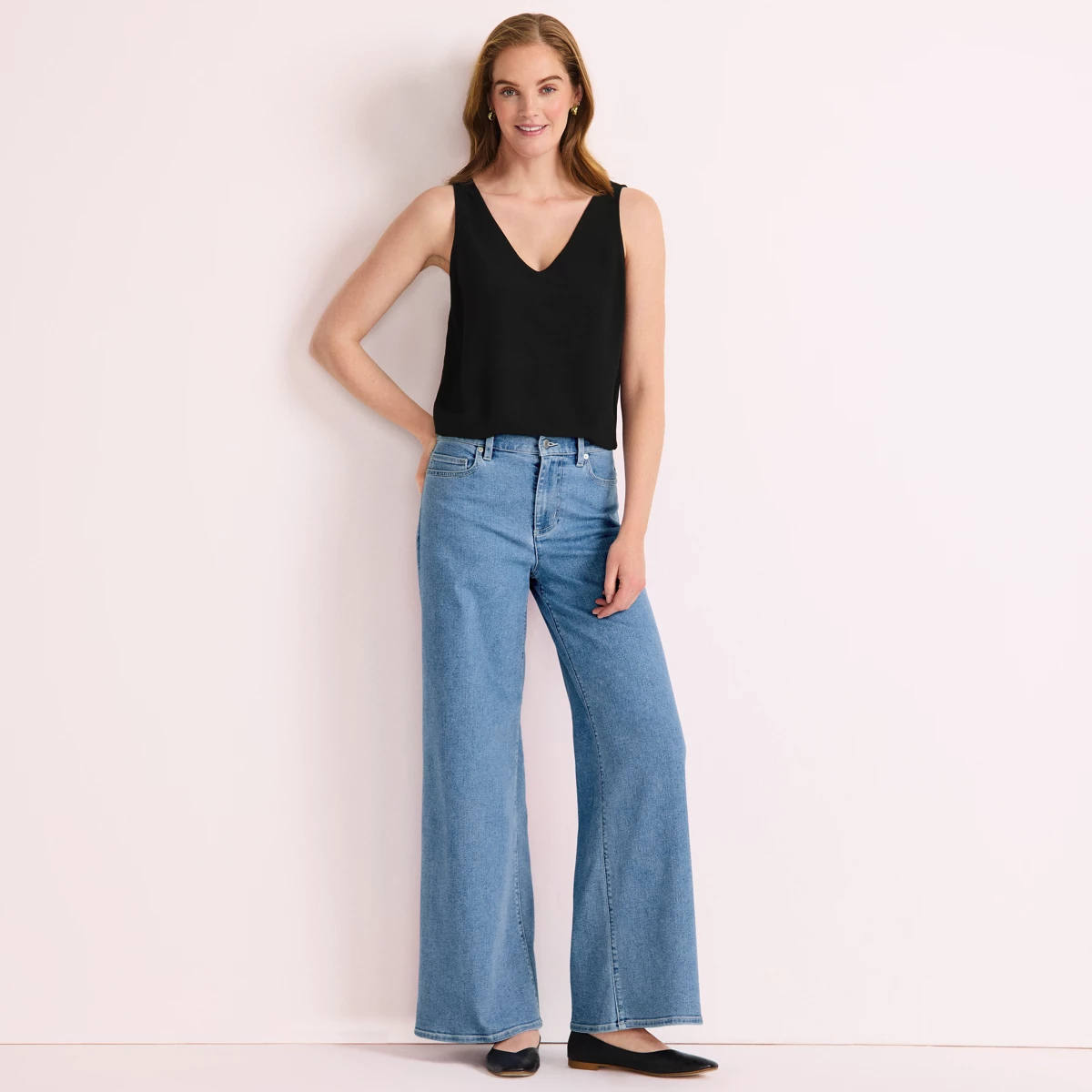 Women's Tall Recover Denim High Rise Extra Wide Leg Jeans — Hutton Blue Wash by Lands' End