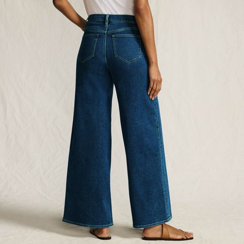  Lands' End Recover Jeans High Waist Mit Extraweitem Bein, Damen, Größe:36 Petite, Blau, Elasthan/baumwoll-mischung/polyester-mischung, By Lands' End 