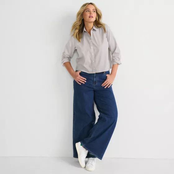 Women's Plus Size Recover Denim High Rise Extra Wide Leg Jeans - primary