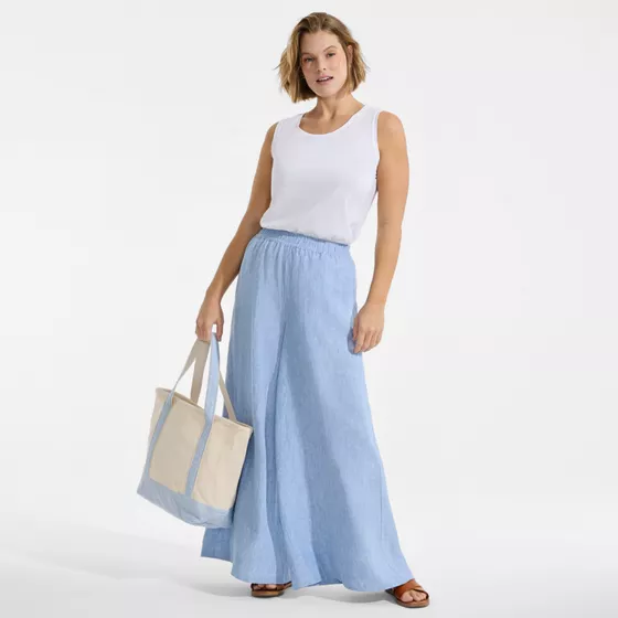 Women's Plus Size Linen High Rise Palazzo Pants - Set Bottom - primary
