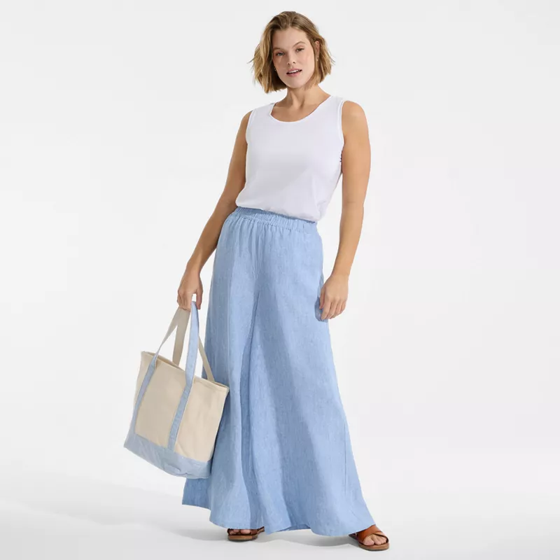Women's Plus Size Linen High Rise Palazzo Pants - Set Bottom, alternative image