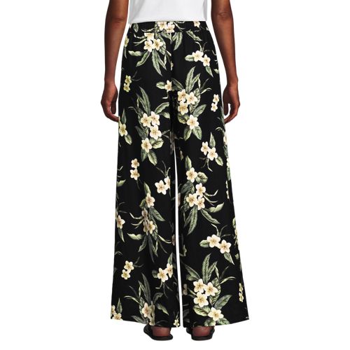 Women's Linen High Rise Palazzo Pants - Set Bottom, Back