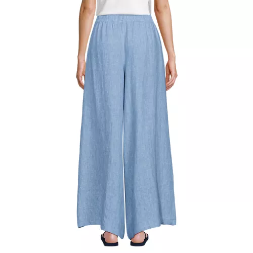 Women's Linen High Rise Palazzo Pants - Set Bottom, Back