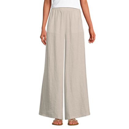Women's Linen High Rise Palazzo Pants - Set Bottom - image 2