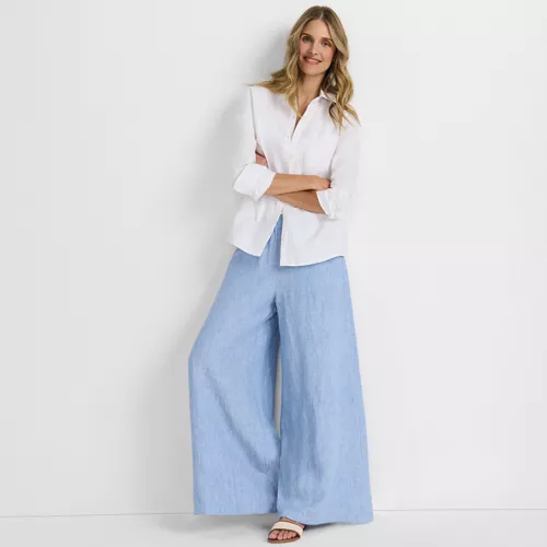 Women's Linen High Rise Palazzo Pants - Set Bottom, alternative image